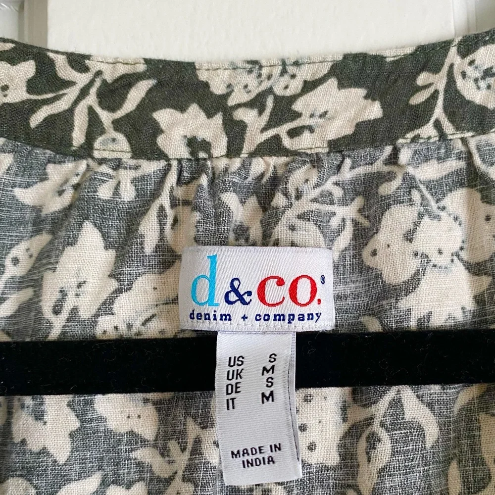 NWOT Denim & Co Naturals Floral Midi Dress, Women’s Size Small, QVC Olive Linen - Picture 6 of 7